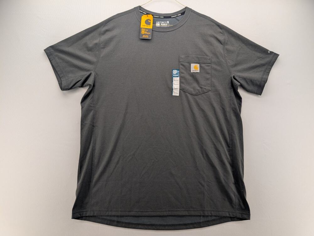 NWT Carhartt Force Relaxed Fit Short Sleeve Pocket T-Shirt in Carbon Heather L